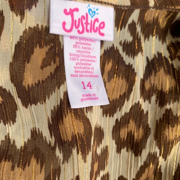 JUSTICE GIRLS ANIMAL PRINT LUREX TIERED DRESS SIZE 14 - Picture 9 of 9